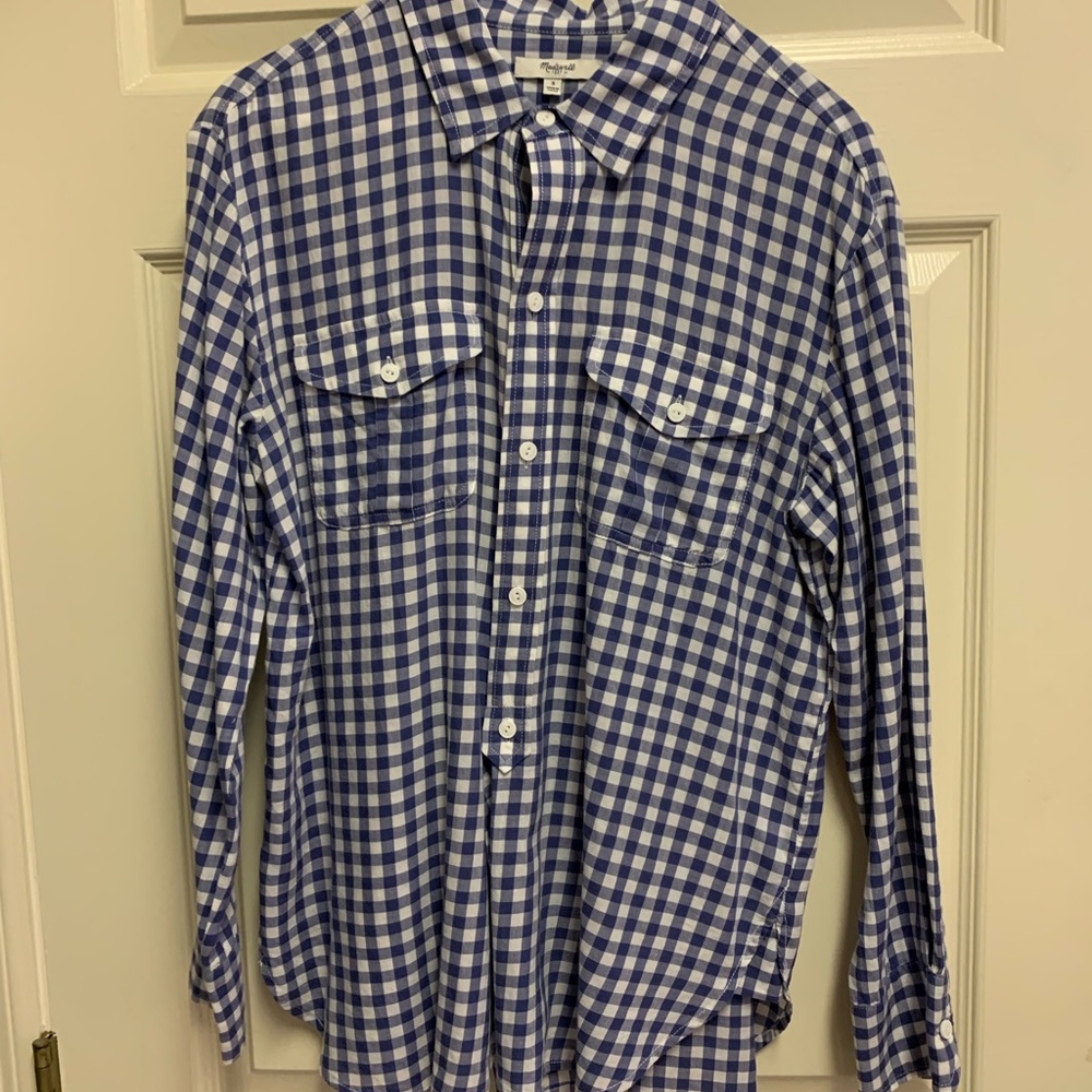 Madewell Royal Blue and White Checkered Collar